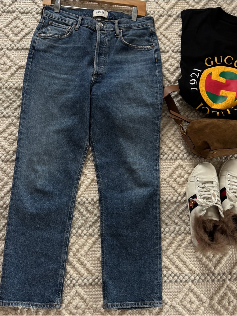 Agolde Straight-Leg High-Rise Jeans in Dark Blue